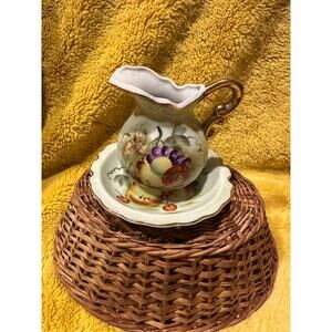 Lefton China Pattern 6281 Beautiful  Hand Painted  Mini Pitcher and Bowl Set Vtg